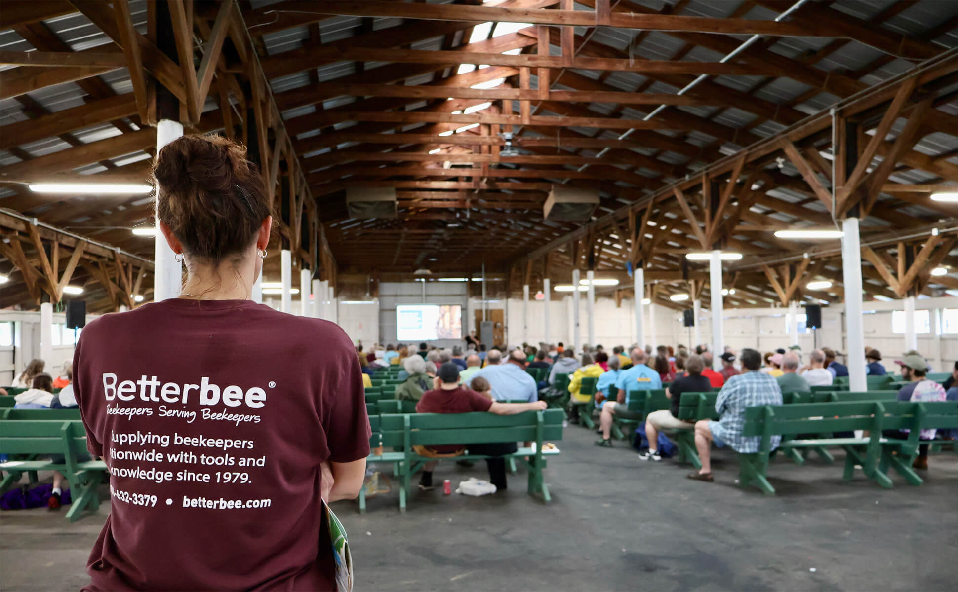 Field Day attendees gather to listen to the speaker.