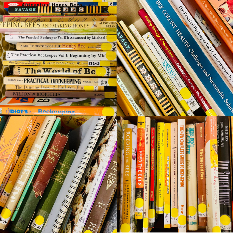 a collection of beekeeping books for the VBA library
